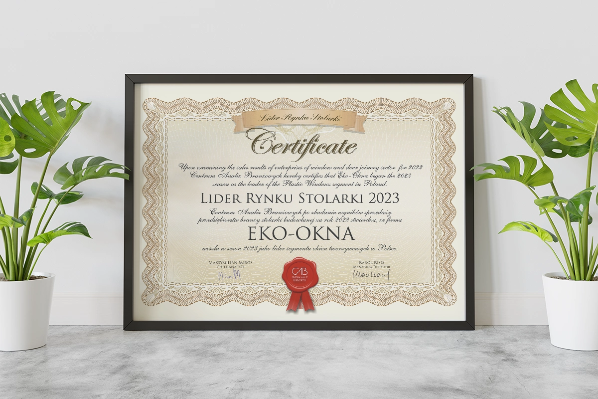 Eko-Okna S.A. s titulem Lídr Trhu Truhlářských Výrobků 2023